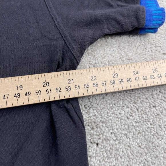 VINTAGE Fila Polo Shirt Mens Medium Black‎ Blue Logo Cotton Ringer Retro 90s - Picture 8 of 10